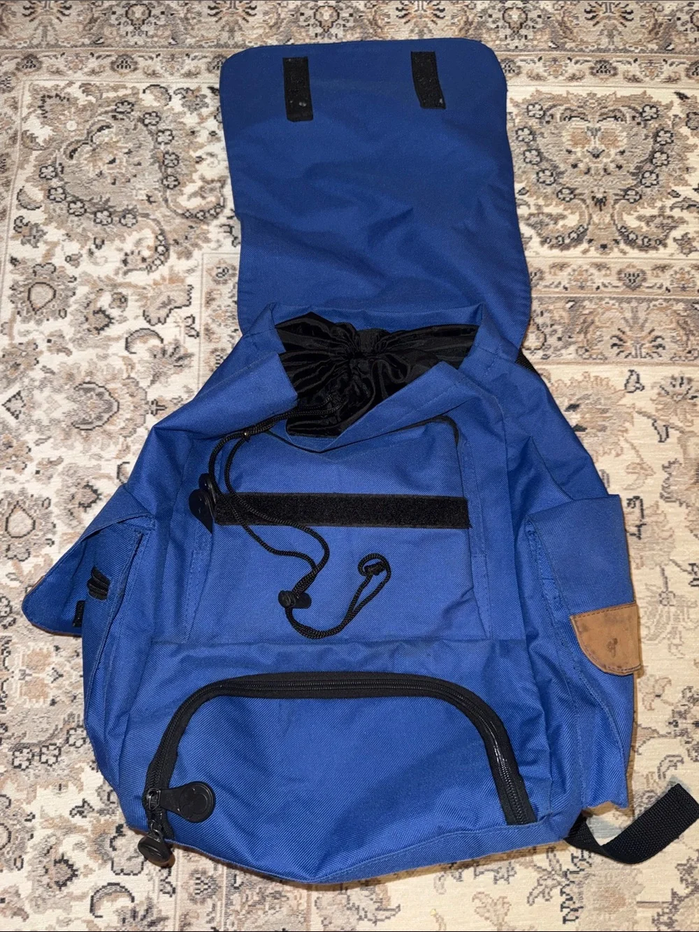 Vintage Walt Disney World Blue Backpack with Brown Accent Flap